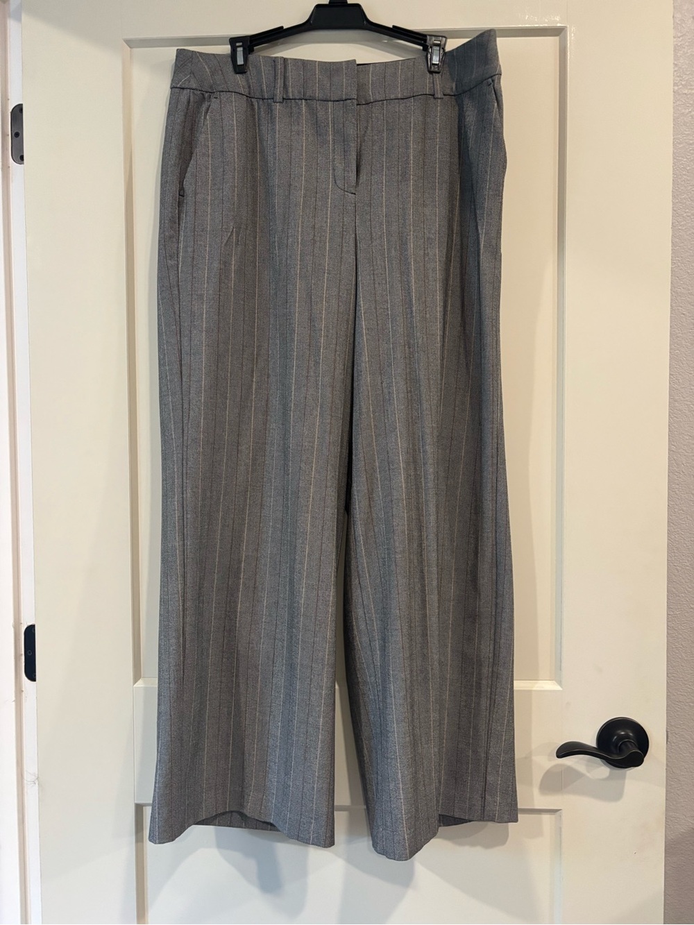 Lane Bryant Gray Pants with Pink & Maroon Pinstripes